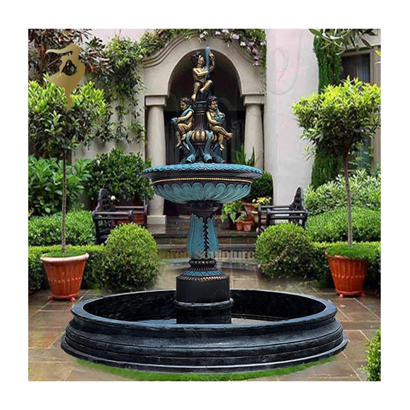 Modern Luxury Outdoor Garden Metal Cast Brass Bronze Boy Sculpture Statue Fountain Large Antique Bronze Statue Water Fountain