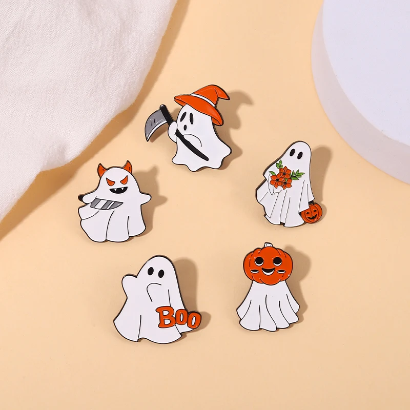 Halloween Punk Enamel Pins Cute Ghost Pumpkin Brooch Lapel Pin Badges Backpack Gift for Friends Kids Jewelry Accessories