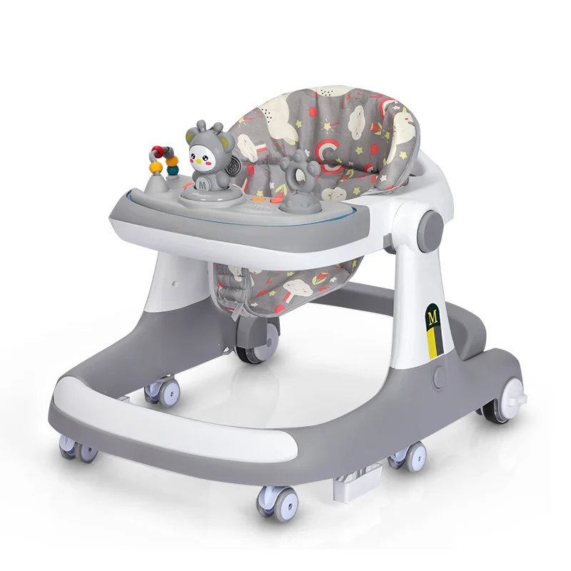 2023 New design Latest Unique plastic Baby Walker with music toys plate/3 in 1 music Baby Walker Silent universal wheel walker