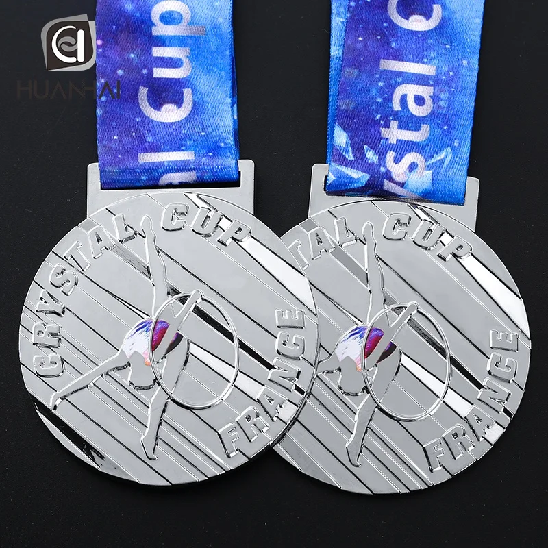 custom silver metal France dance gymnastics medals and trophies gymnastics