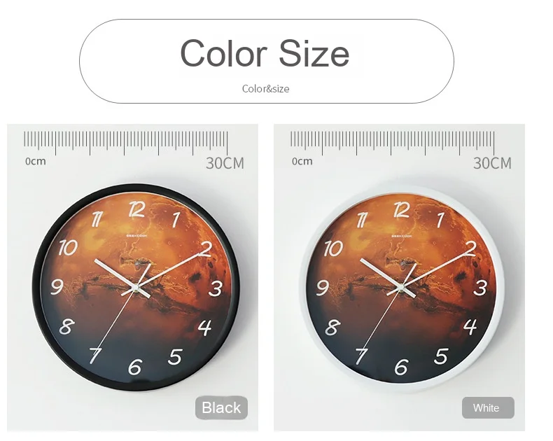 Wall Clock Living Room Dining Room Table Hanging Wall Simple Creative Led Voice-activated Light Mars wall Clock