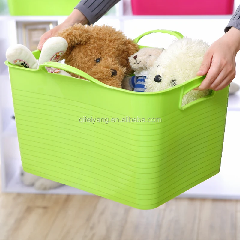 Household Dirty Clothes Basket Large Sundry Storage Basket Plastic Soft Laundry Basket with Handle