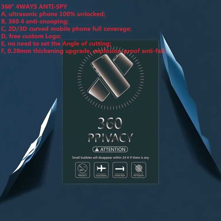 SUPERDEFENDOR 360 Privacy Screen Filter Scratch Proof Mobile Screen Protection Tpu Film Anti Spy For Mobile Skin Cutting Machine