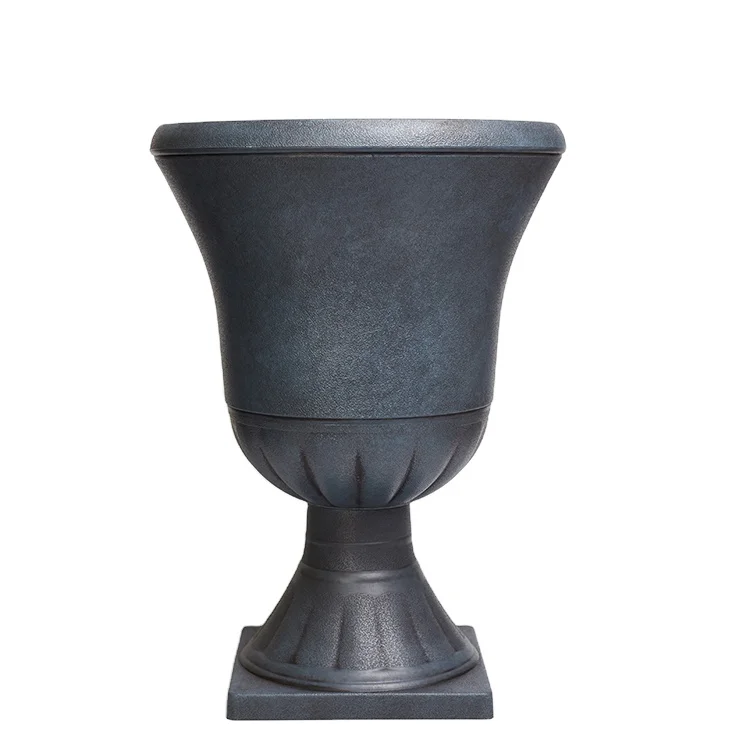 Vintage style european resin flower pots with pedestal lightweight large floor decor urn planter for plants