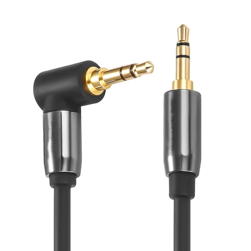 Black Aux Cable 3.5mm Jack Audio Cable 90 Degree Right Angle 3.5 AUX Cord for Car Headphones Xiaomi Beats Speaker MP4 AUX Cord