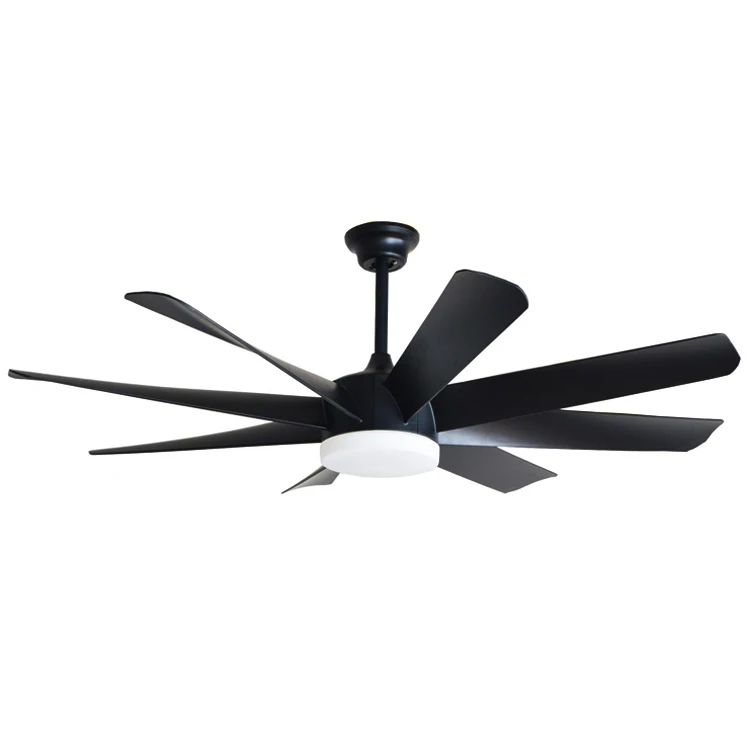 Modern 8 ABS Plastic Fan Blade 58 inch Black industrial Big Size Ceiling Fan with Light and Remote For Wedding Church