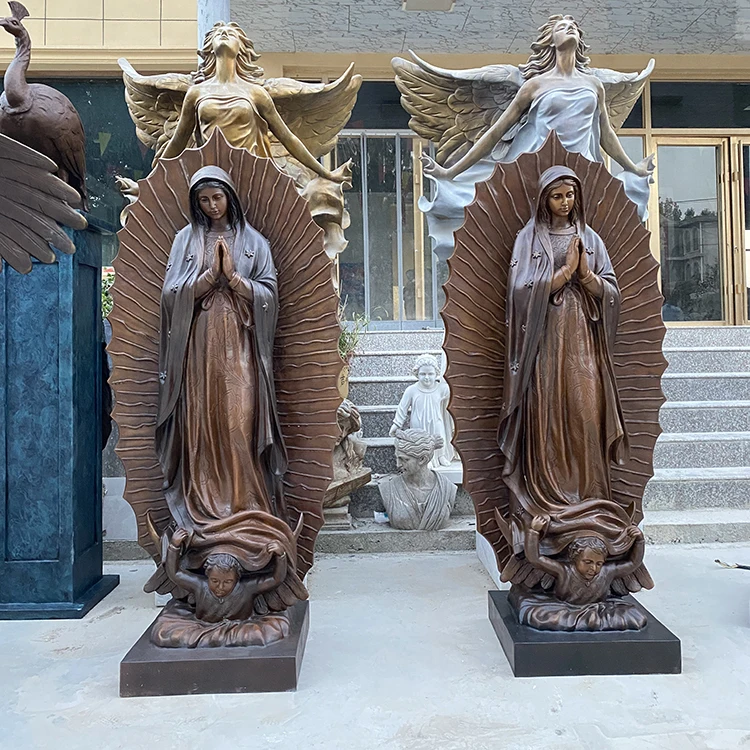 Religious bronze statue of the virgin mary for church decoration