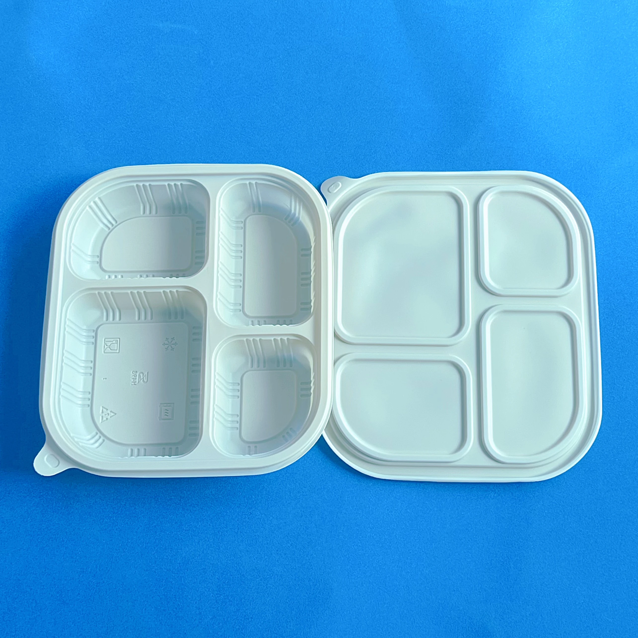 Disposable degradable corn starch four box with lid fast food box can be customized