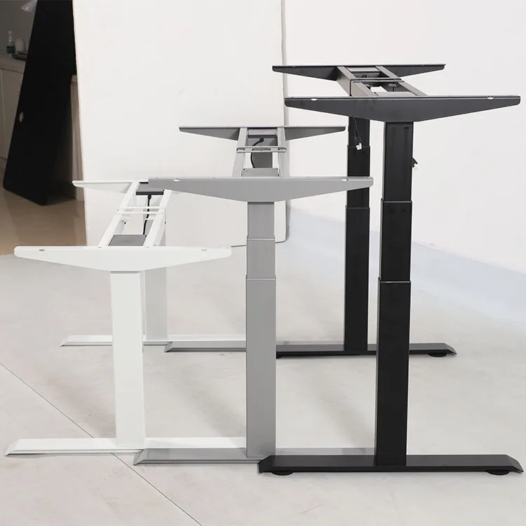 Study Room Furniture table White Or Black 3 Stages Electric Legs Height Adjustable standing  desk Sit To Stand  desk
