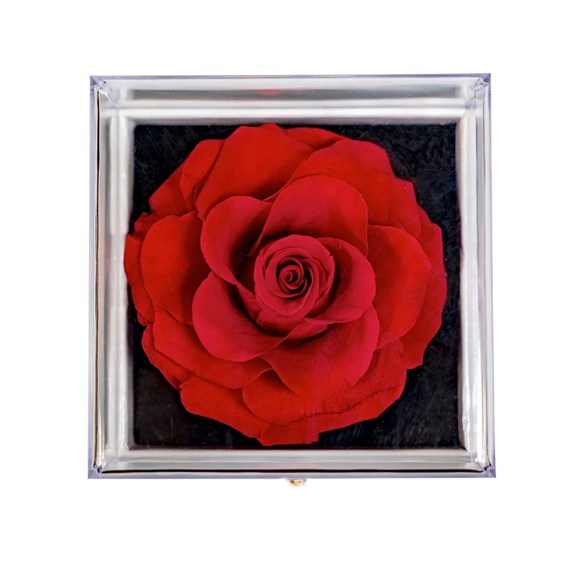 New Wedding Home Decoration Handicraft  Forever Preserved Eternal Rose Flower in Jewelry Box