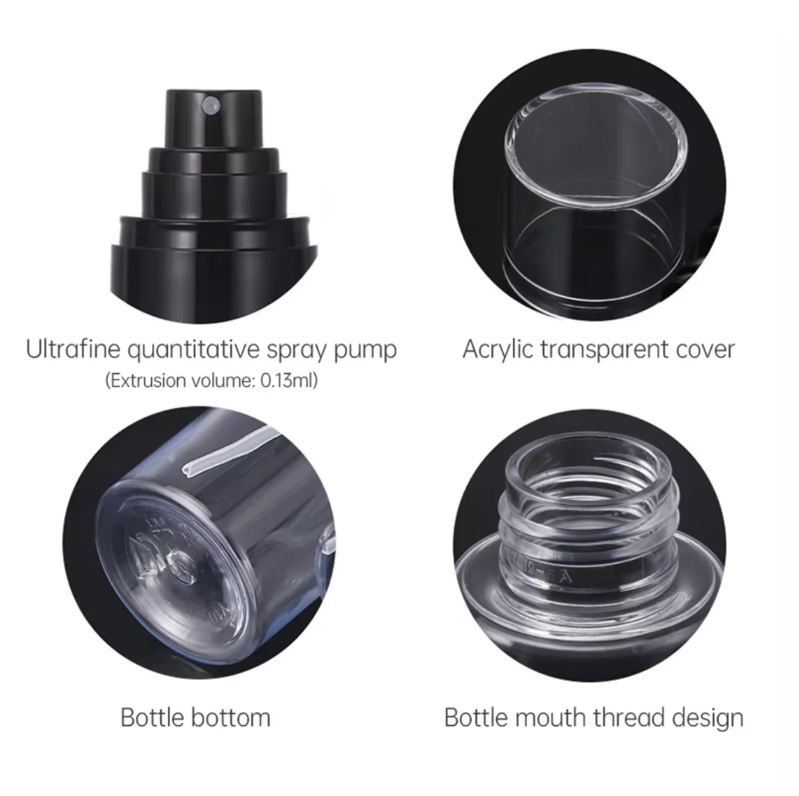 Skincare Cosmetic Setting Spray Make-up Fixer Spray Bottle Set 2 4oz Perfume Empty Makeup Setting Plastic Fine Mist Spray Bottle