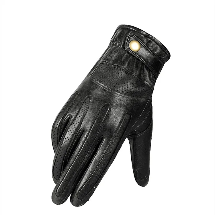 Mens Premium Brown Leather Motor Cycle Bike Motocross Gloves Retro Touchscreen Fingertip Motorcycle Racing Guantes Full Finger .