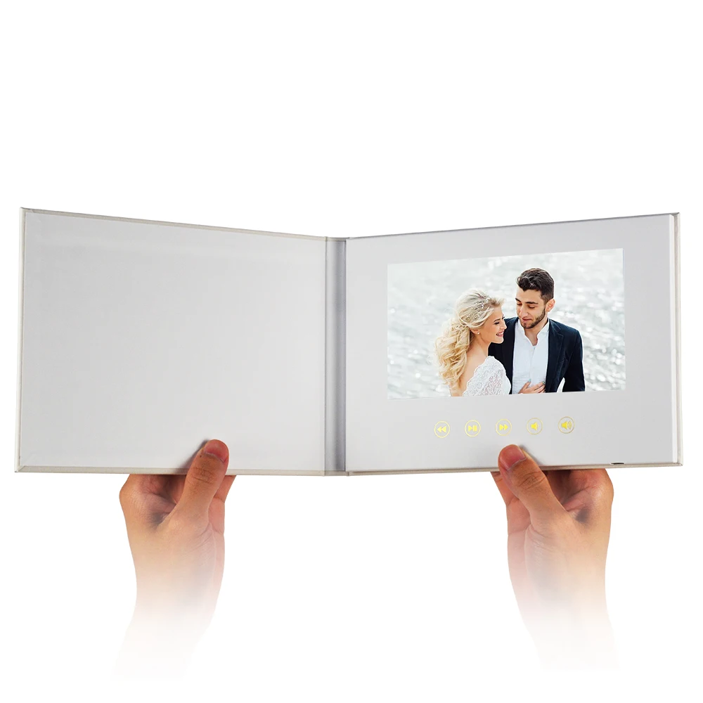 Customized Digital video Book Wedding greeting Card 7 inch lcd Video gift Brochure