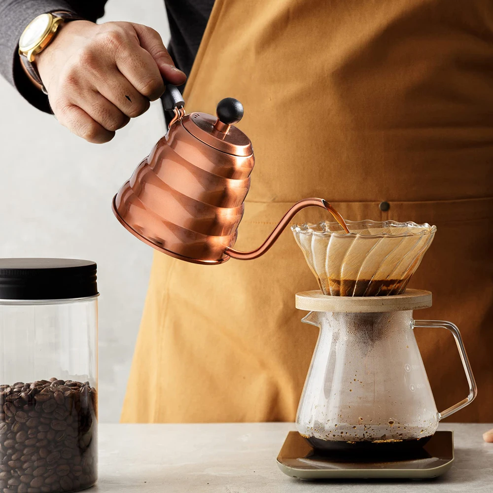 Wholesale 1.2L Stainless Steel Gold Color Coating Gooseneck Coffee Pot Pour Over Coffee Kettle