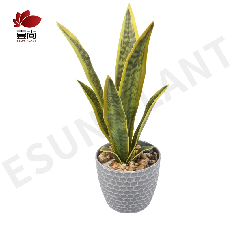 Artificial Snake Plastic Potted Plants Faux Agave Fake Sansevieria Artificial Silk Plant for Home Garden Office Store Decoration