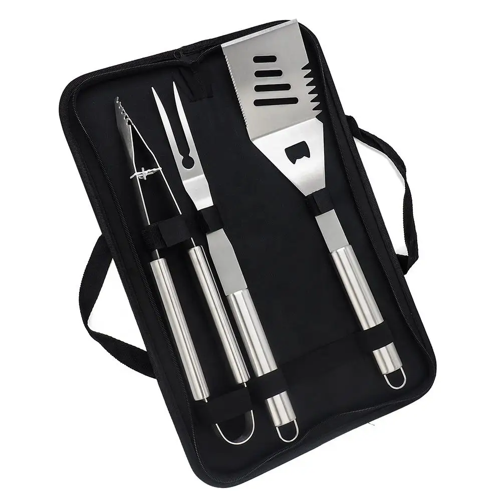Allogogo 4pieces Grill Barbecue Accessories Utensils Stainless Steel Handle Cooking Barbecue Set Bbq Tool With Oxford Cloth Case