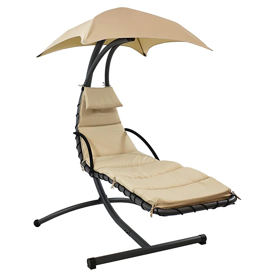 Best Choice Products Outdoor Hanging Curved Steel Chaise Lounge Chair Swing