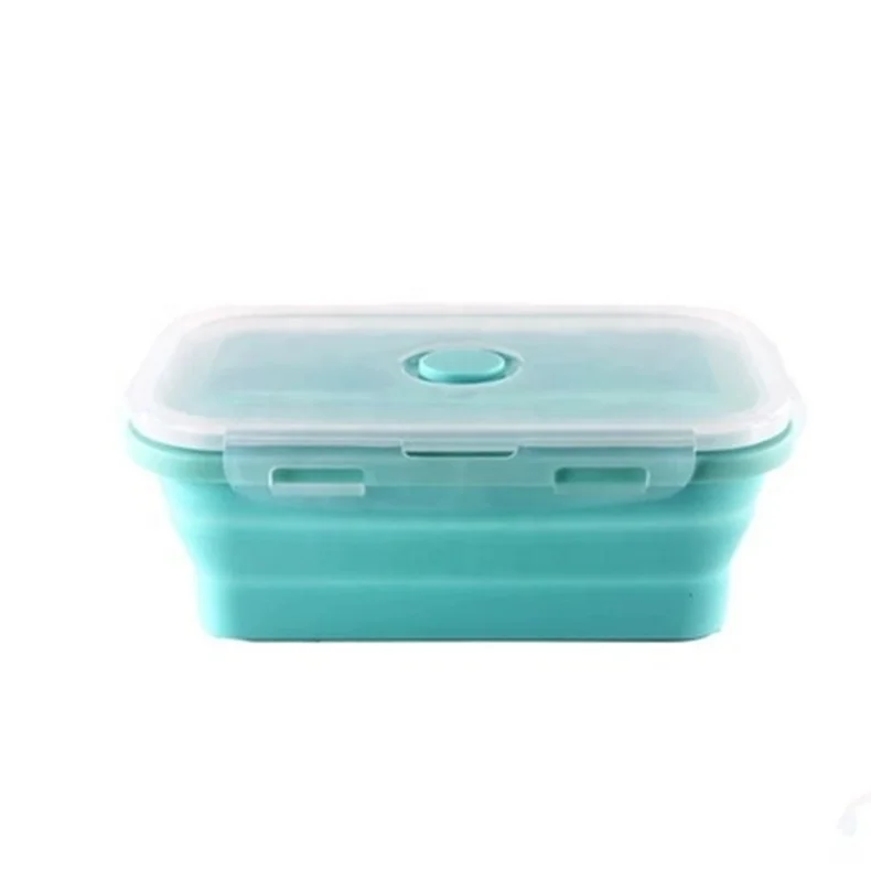 
Rectangle Microwave Oven Safe Food Storage Containers Folding Collapsible Silicone Food Warmer Lunch Box 