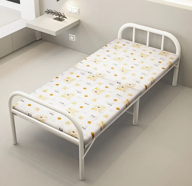 Modern Foldable Single Bed Frame Economical Metal Design for Bedroom School Hotel Hospital Warehouse Use
