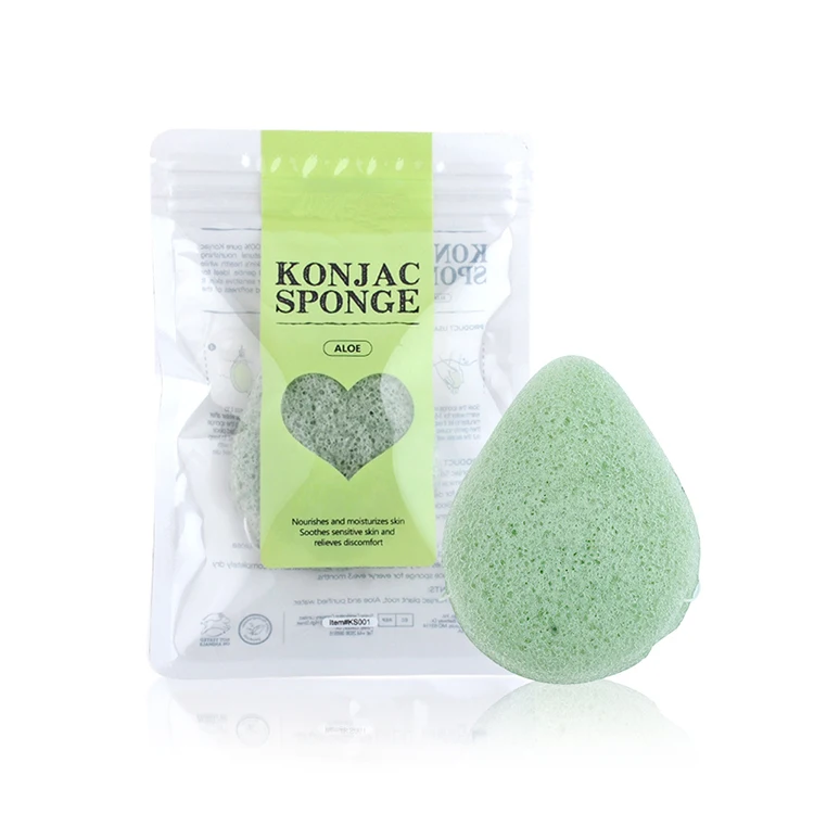 JZG Wholesale Organic 100% Natural Black Bamboo Charcoal Water Drop Shape Pure Skin Care Konjac Face Sponge For Facial Cleaning