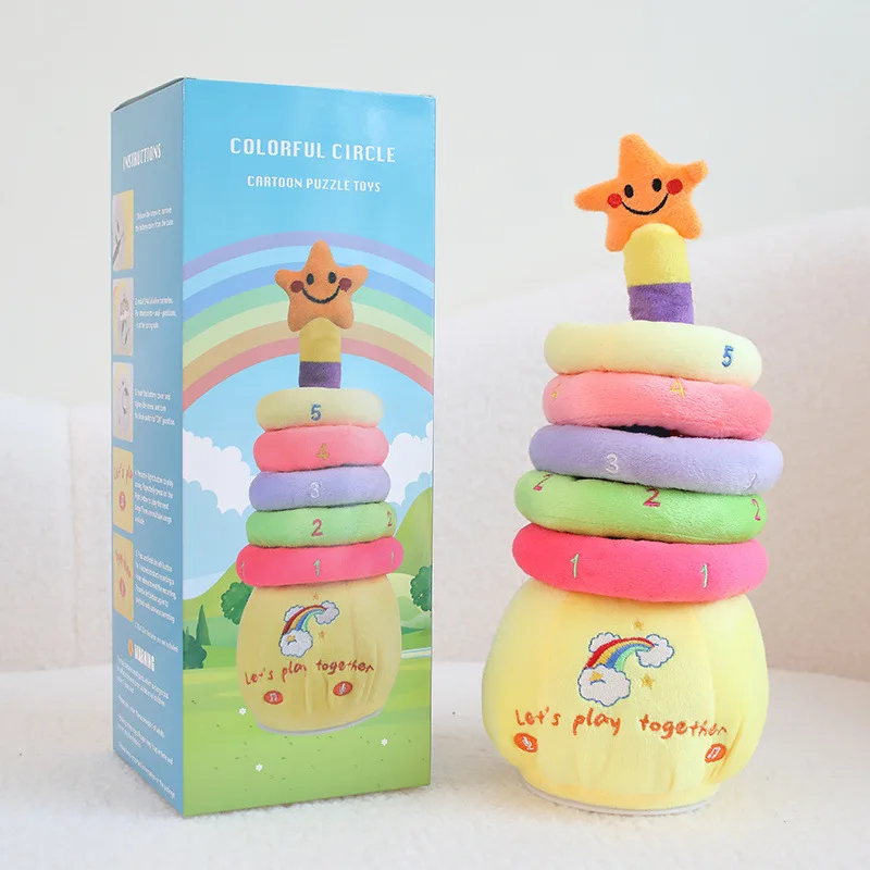 Hot selling plush electric luminescent music Loop toys parent-child interaction talking folding doll