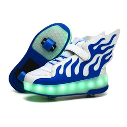 New Arrival Enough In Stock PVC Sole With Wing Rechargeable 7 Different Light modes Children LED Shoes Roller Kids Shoes