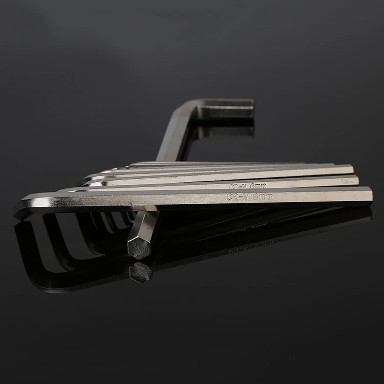 10pc manufacturer cheap high quality flat nickel plated metric hexagon allen hex key wrench set