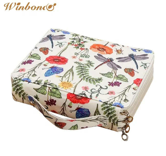 High Quality Custom 124-Hole Leather Multi-Color Large Capacity Color Pencil, Pen Zipper three layers Pencil bag