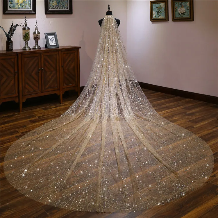 
High quality soft tulle Long Champagne bridal veils wedding 