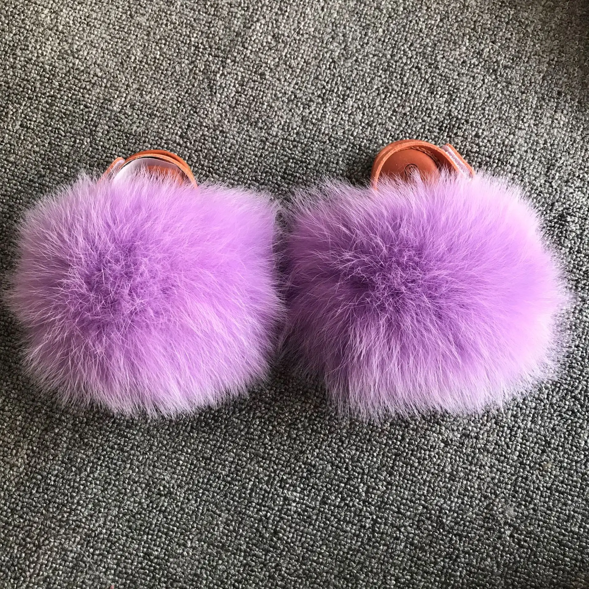 Kids Fluffy Slippers Children Slides Real Fox Fur Flip Flops Plush Shoes Girls Outdoor Fur Slipper Furry Home Cute Baby Sandals