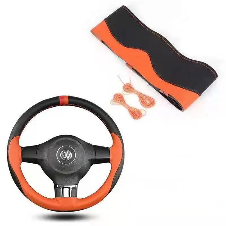 Handmade steering wheel cover in universal leather
