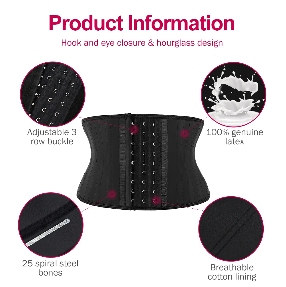 Body Shaping Seamless Shaperlower Abdomen Control 25 Steel Bones 7 Inch Short Torso Latex Waist Trainer Womens Corset Tops