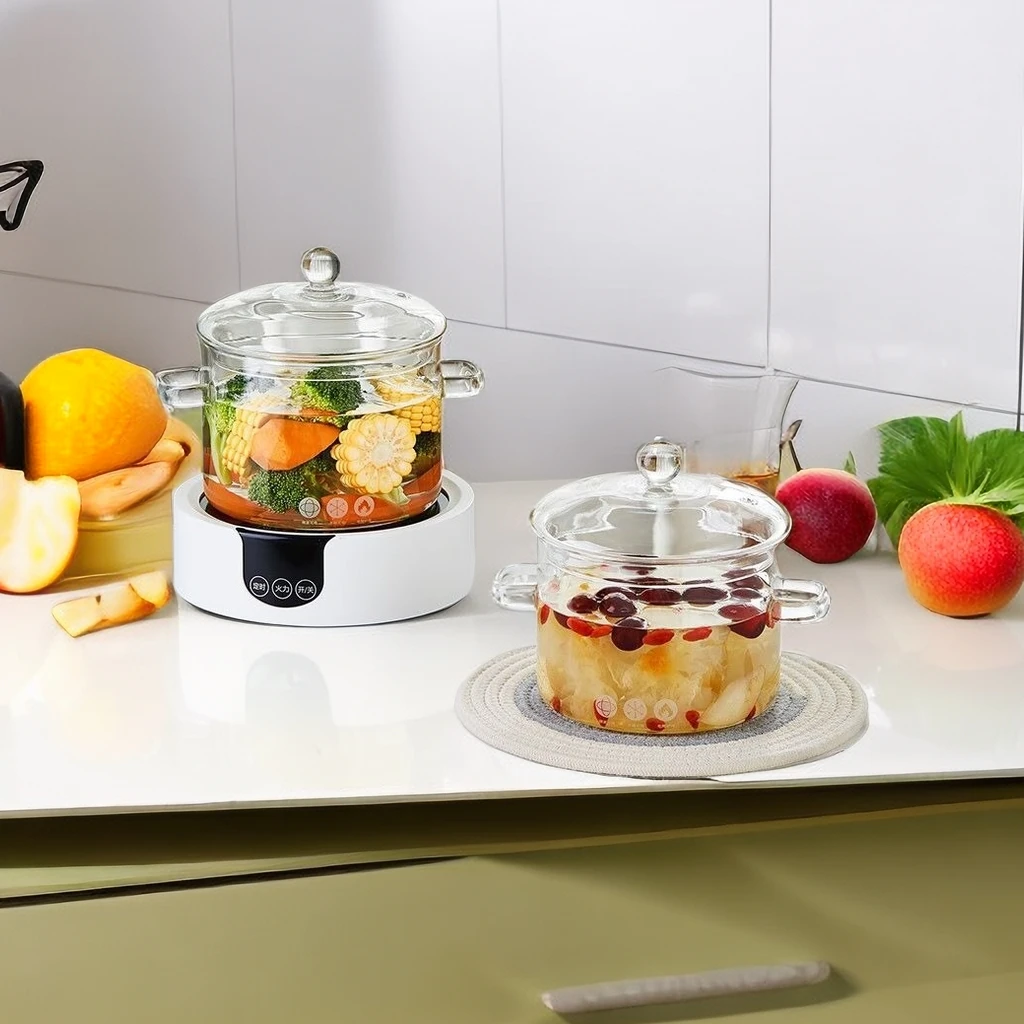 High Borosilicate Large Capacity Glass Simmer Pot With Lid And Handle For Cooking And Boiling Delicious soup glass casserole set