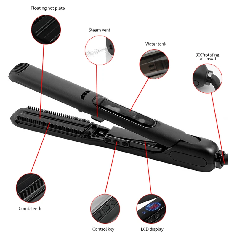 professional steam styler hair straightener argan oil steam hair straightener ceramic tourmaline plate hair straightener