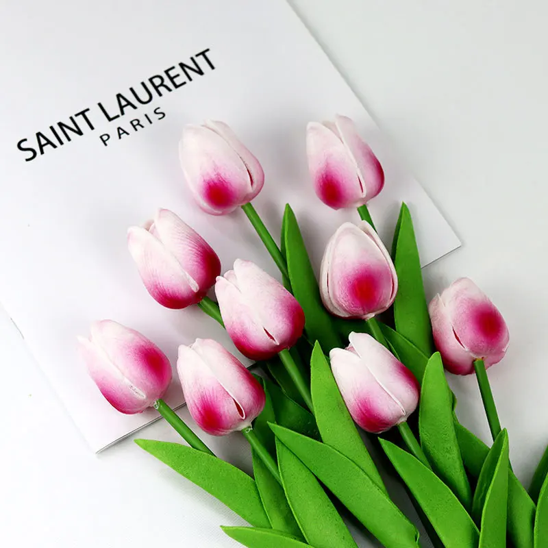 Baby Pink Decorative Flowers Colorful Mini Tulip PU Artificial Real Touch Spring Simulation Cheap Multi Colors