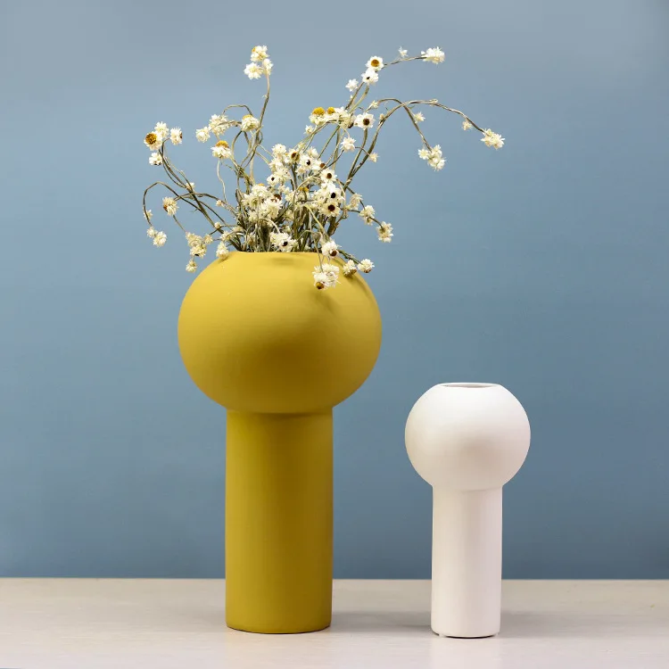 Креативные керамические вазы Jiayi Nordic Morandi, высокий цилиндр ручной работы, расположенные цветы, украшение для дома
