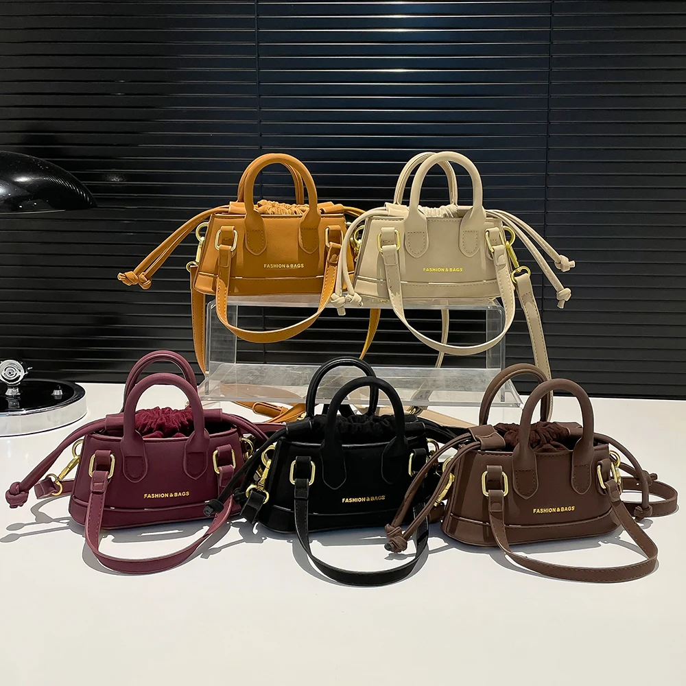 2025 Fashion Hot PU Leather Crossbody Mini Women Bucket Bag Trendy Casual Girls Cute Shoulder Bag Lipstick Ladies Mini Purse