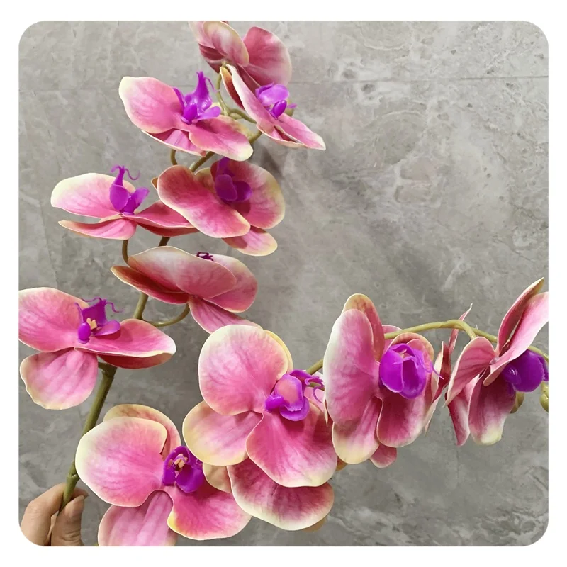 Декор искусственный цветок фиолетовая искусственная Орхидея Phalaenopsis 7 головок настоящий орхидеи для горшечного растения