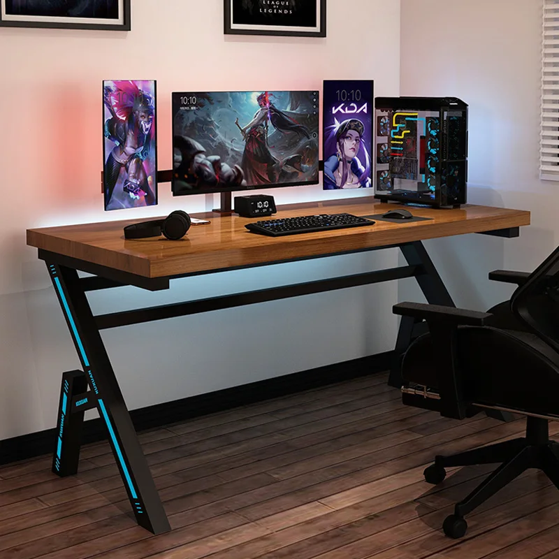 Computer desk solid wood writing desktop home desks bedroom room workbench game gaming table furniture ready to ship