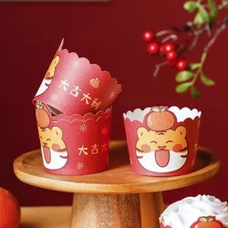 New Year cup cake paper cup Muffin cup baking Year of the Tiger Spring Festival party cupcake reunion red card accessories