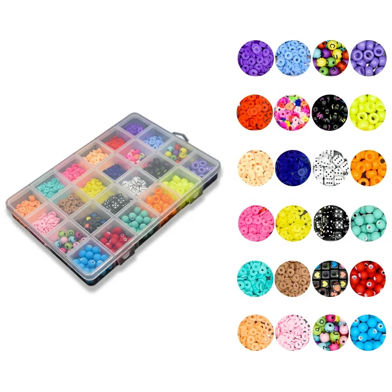 Hot Selling Educational Toy 9*6mm Polymer Clay Heishi Pony Hair Alphabet Frosted Dices Letter DIY Beads Set For Necklace Making