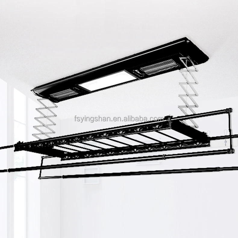 Smart Houseware Clothes Hanger Tuya Laundry Dryer Ceiling Laundry Dryer for Cloths Automatic Electric Aluminum Black Carton