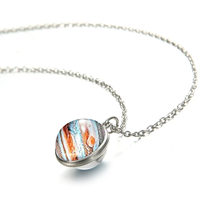 SX-41 Wholesale Neck Jewelry Fashion Women Solar System Star Glass Universe Ball Pendant Necklace