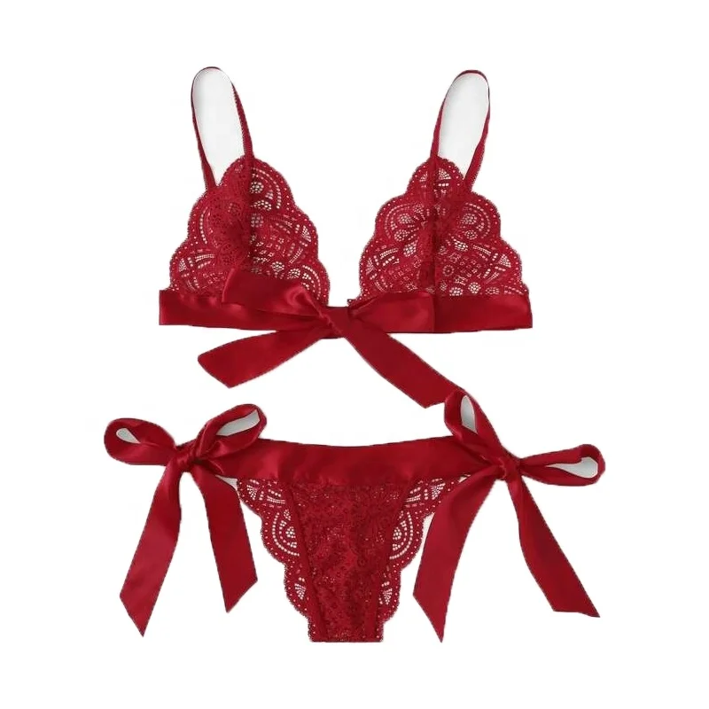 
Summer Sexy Lace Bandage Bikini Women Sexy Valentine Day Lingerie Set 