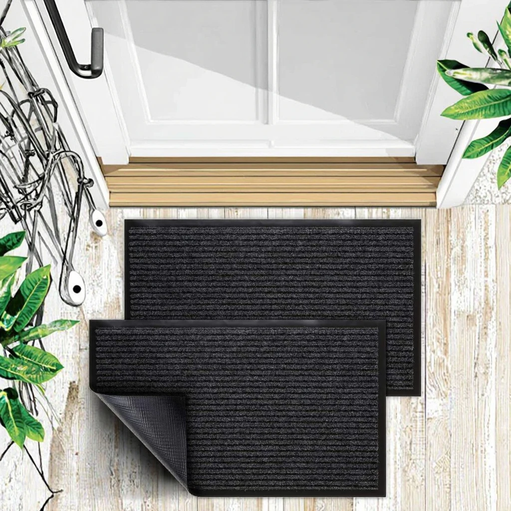 2 упаковки низкопрофильный Противоскользящий коврик для дома/улицы прочный резиновый с современным логотипом водонепроницаемый квадратный дизайн домашнего использования в