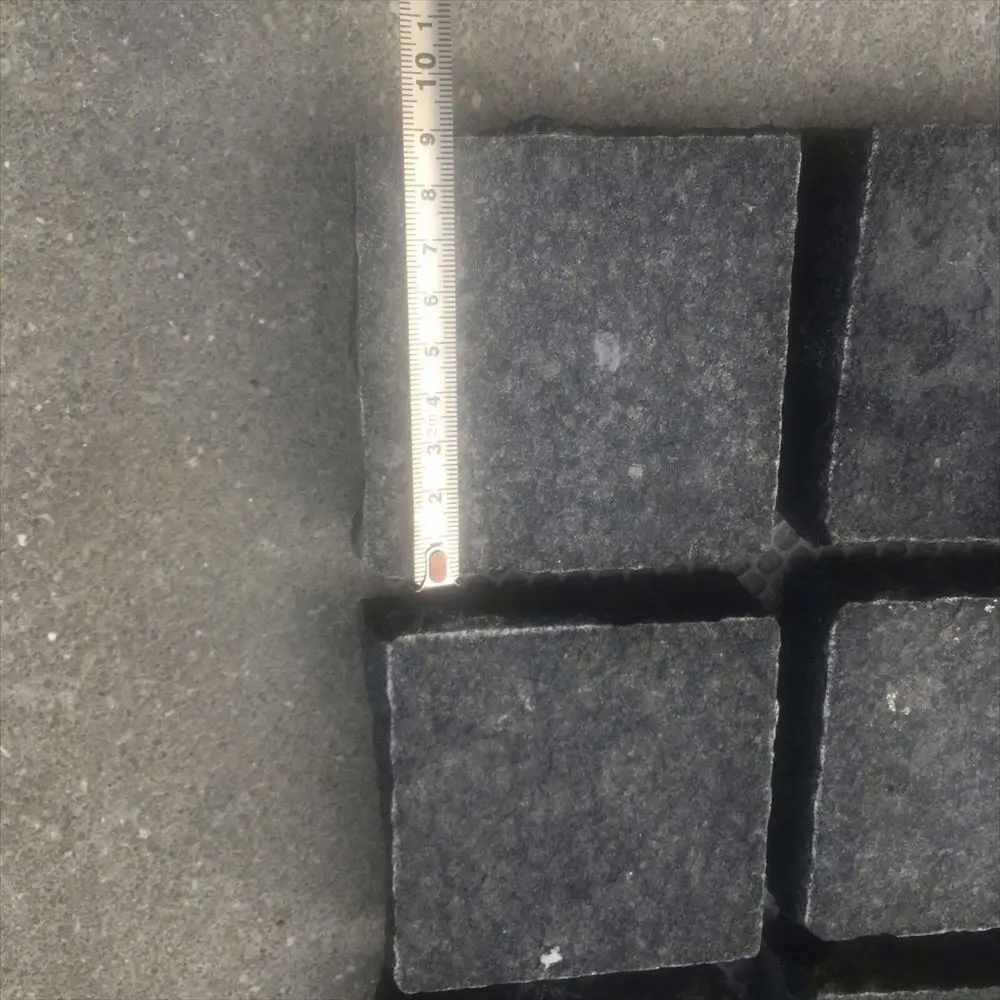 Black Basalt Paver Stone Fan Shape Cobble Stone Meshed Pavement Mats Granite Patio Driveway Paving Stone