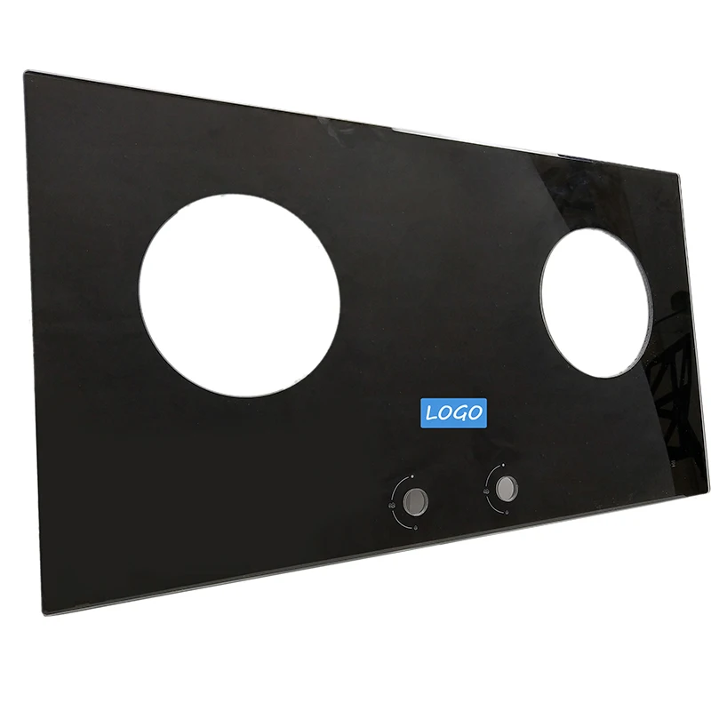 Manufacturer custom high temperature screen printing glass tempered glass gas stove 2 furnace holes gas stove covertop glass