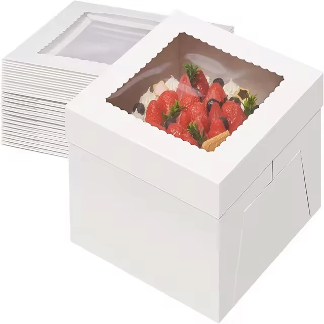 High quality cake packaging box candy paper box Birthday Dessert Containers Collapsible Food Grade Cake Boxes With Window