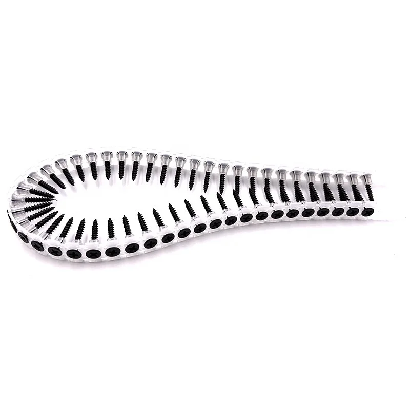 factory price black phosphated Phillips head plastic collated drywall screws plastic strip chain self tapping gypsum screws