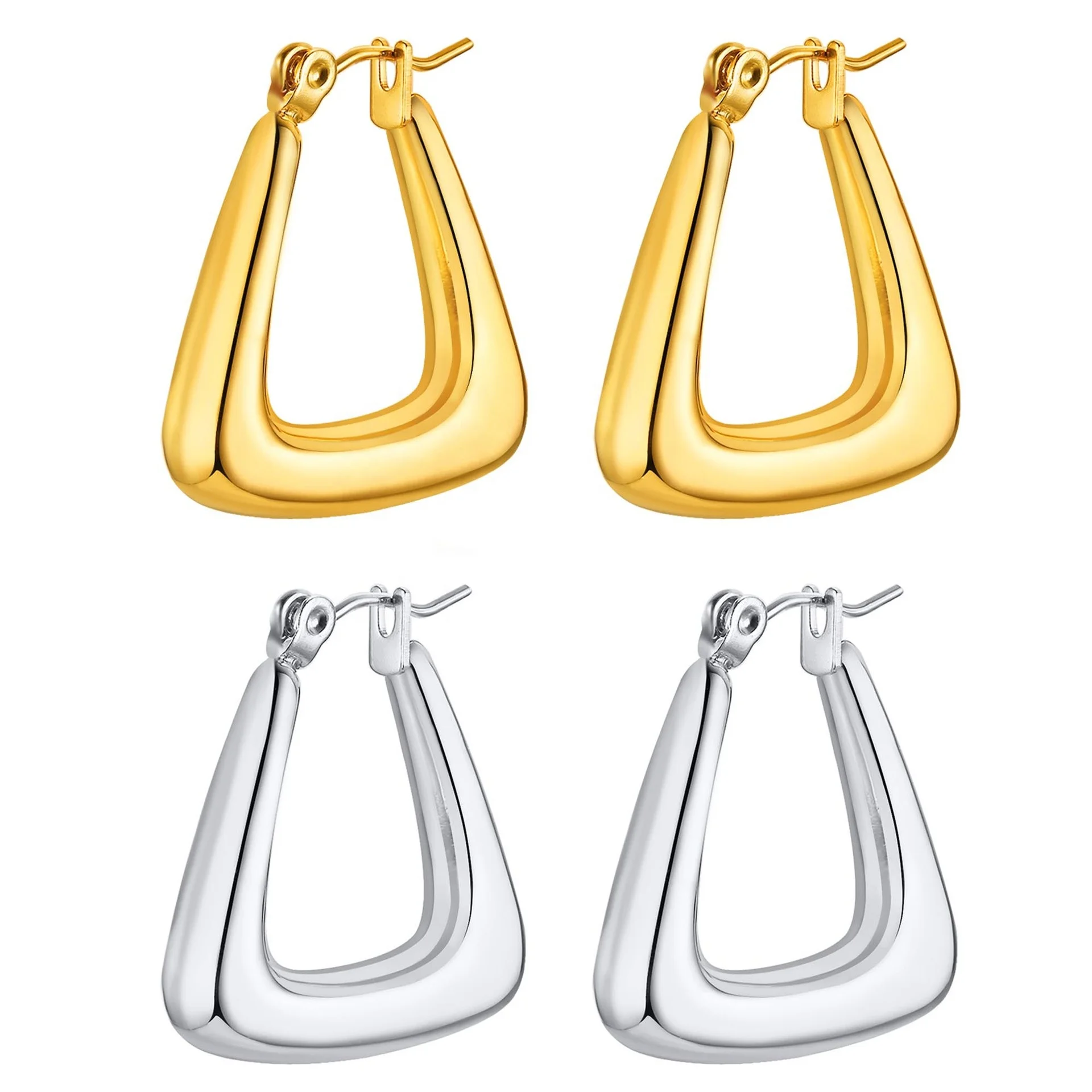 Stainless steel women fashion simple titanium steel earrings hollow U-shaped hoop earring steel color women
